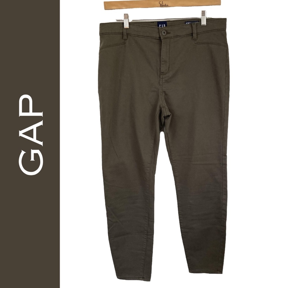 GAP Stretch Skinny Pants Size 14 Olive Green Comfortable Fit Trousers